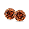 Pair of 5 mm Round Cognac Red Diamond I1/I2 Clarity