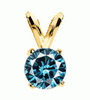 0.25 Cts. Blue Diamond Pendant in 14k Gold