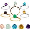 Set of 12 Gemstone Rings in white or Yellow Gold